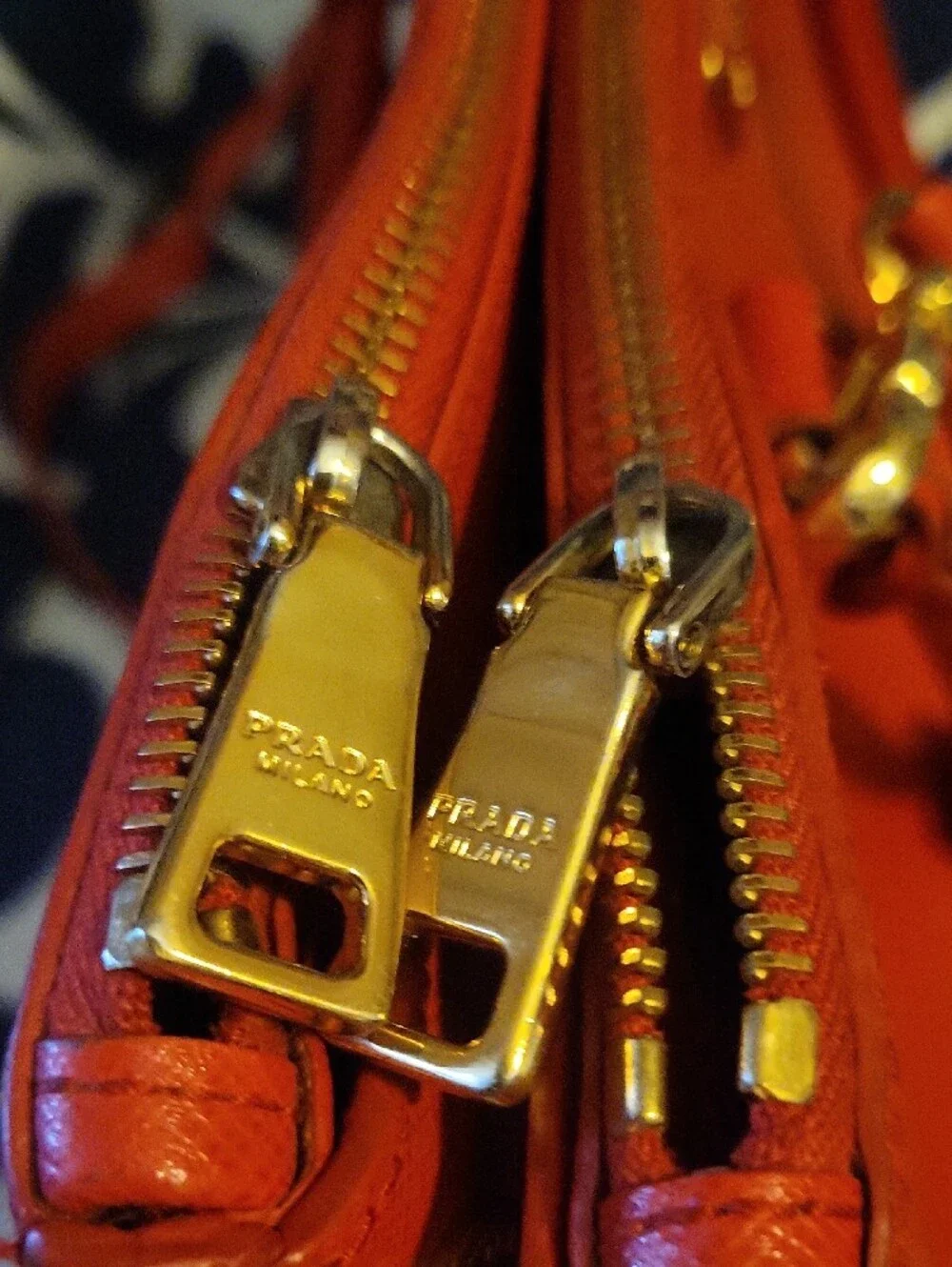 Prada Red Saffiano Leather Satchel with Gold Accents